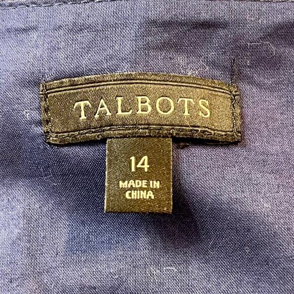 Talbots Fit & Flare Paisley Dress Size 14 Blue Pink White EUC Preppy - Picture 9 of 10